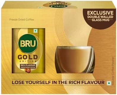 Bru Gold Edition 100% Pure Coffee 100g (with Exclusive Double Walled Glass Mug)
